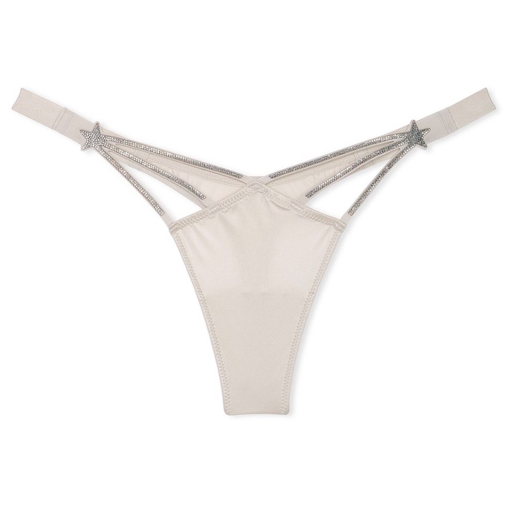 Victoria's Secret Cream Thong with Silver Accents